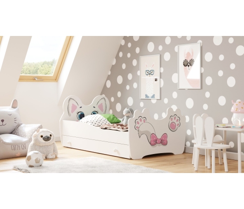 Односпальная кровать Pink Cat 160x80 с ящиком и матрасом