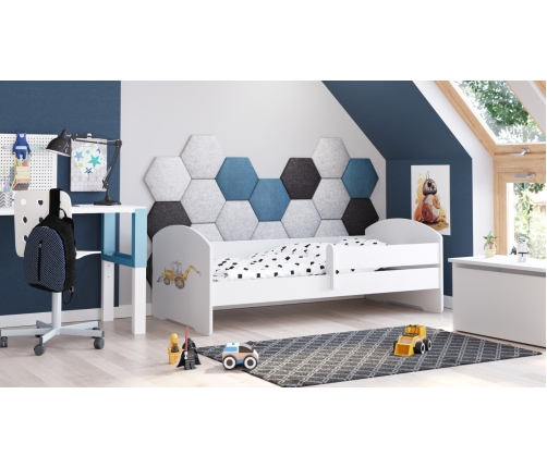 Детская кровать Luk с матрасом и защитным бортиком 164 см x 85 см x 63 см Excavator