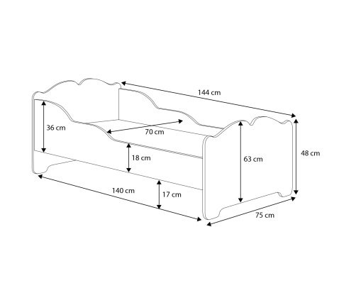 Детская кровать ANNA 140x70 Princess с матрасом