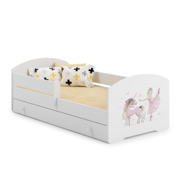 Детская кровать LUK с ящиком и матрасом 160x80 Girl with unicorn