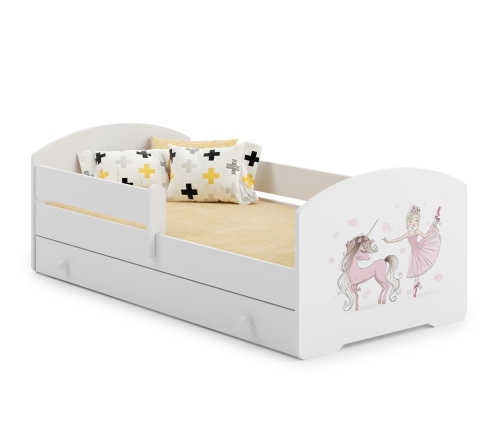 Детская кровать LUK с ящиком и матрасом 160x80 Girl with unicorn