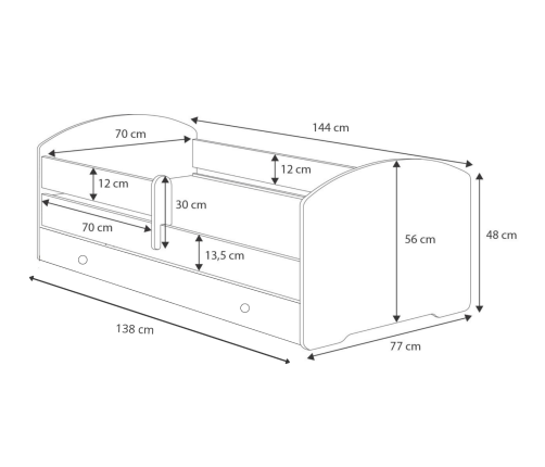 Bērnu gulta LUK ar atvilktni un matraci 140x70 Racing car