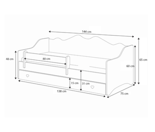 Bērnu gulta Emma 140x70 ar matraci Pink