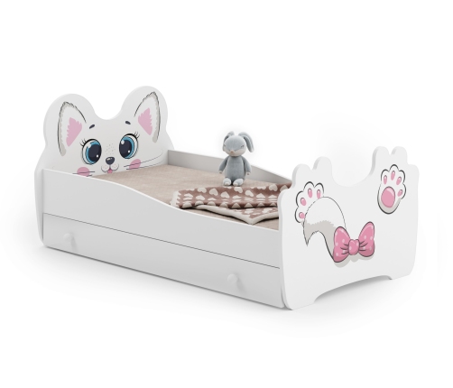 Детская кровать Pink Cat 140x70 с ящиком и матрасом