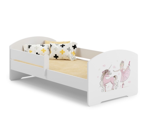 Детская кровать Luk с матрасом и защитным бортиком 164 см x 85 см x 63 см Girl with unicorn