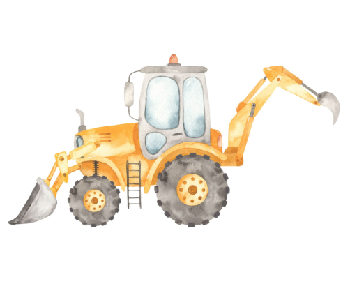 Детская кровать LUK с ящиком и матрасом 160x80 Excavator