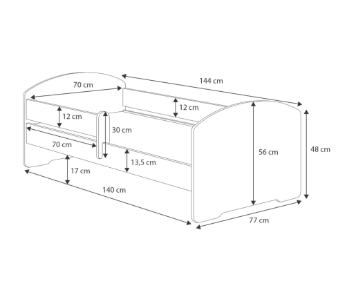 Bērnu gulta LUK 140x70 ar aizsargmaliņu un matraci Racing car