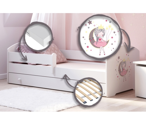 Детская кровать LUK 140x70 с ящиком и матрасом  Sleeping princess