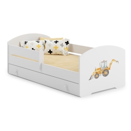 Детская кровать LUK 140x70 с ящиком и матрасом Excavator