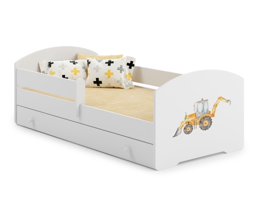 Детская кровать LUK 140x70 с ящиком и матрасом Excavator