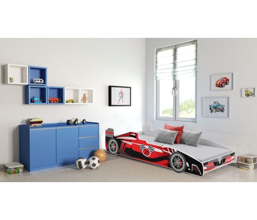 Batcar bērnu gulta 160x80 ar matraci FORMULA Sarkans