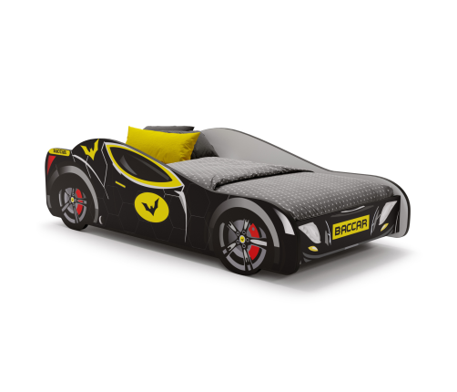 Batman Car II bērnu gulta 160x80 ar matraci Melna