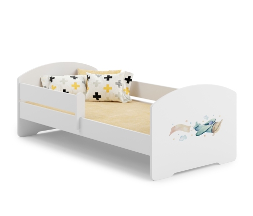 Детская кровать Luk с матрасом и защитным бортиком 164 см x 85 см x 63 см Airplane