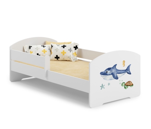 Детская кровать Luk с матрасом и защитным бортиком 164 см x 85 см x 63 см Shark