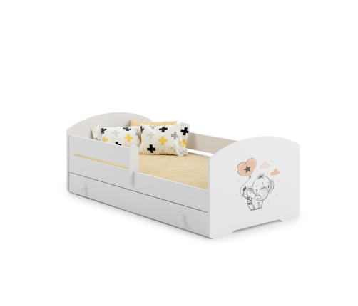 Детская кровать LUK 140x70 с ящиком и матрасом Baby elephant