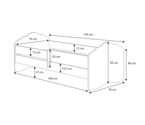 Детская кровать FALA 140x70 с ящиком Unicorn horn