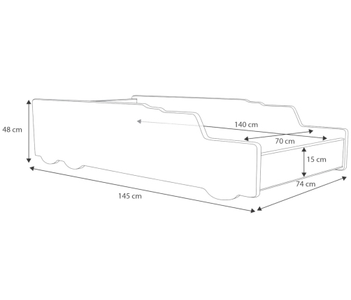 RIKO Bērnu gulta Pašizgāzējs 140x70 ar Matrači