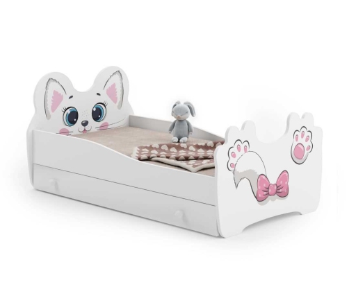 Односпальная кровать Pink Cat 160x80 с ящиком и матрасом