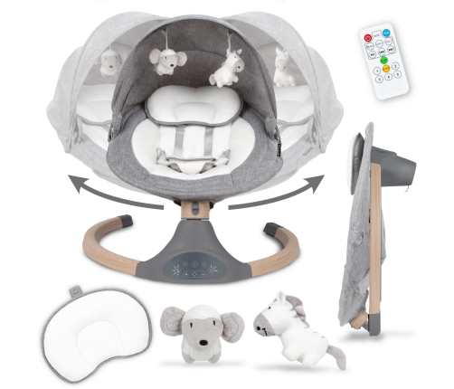 Šūpuļkrēsliņš Kidwell LUXI Dark Melange/Wooden