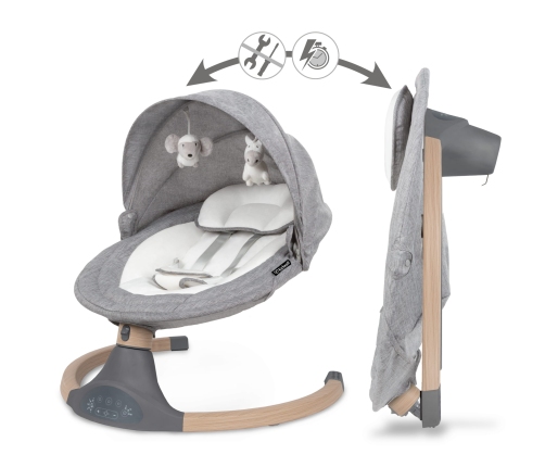 Šūpuļkrēsliņš Kidwell LUXI Dark Melange/Wooden