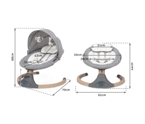 Šūpuļkrēsliņš Kidwell LUXI Dark Melange/Wooden