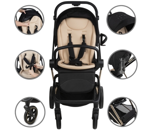Kidwell VELMONT Black/Beige Bērnu ratiņi 2in1