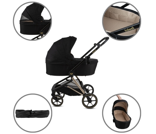 Kidwell VELMONT Black/Beige Bērnu ratiņi 2in1
