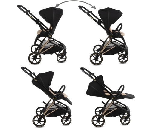 Kidwell VELMONT Black/Beige Bērnu ratiņi 2in1