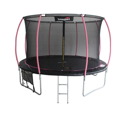 Batuts ar drošības tīklu un kāpnēm 488 cm (16ft) LEAN Sport Max Black-Pink