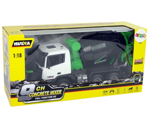 Concrete mixer Remote Controlled 1:18 Black Huina 2.4G Rotating Bucket