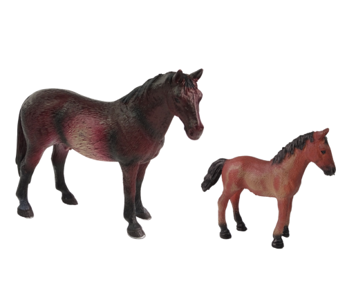 Set of 2 figurines Horse with foal and pen