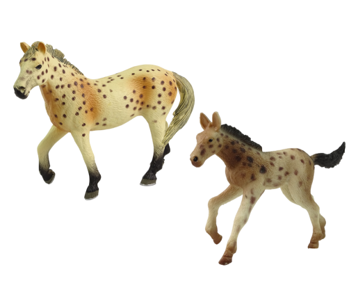 Set of 2 Horse figures  Knabstrupper horse with foal and pen