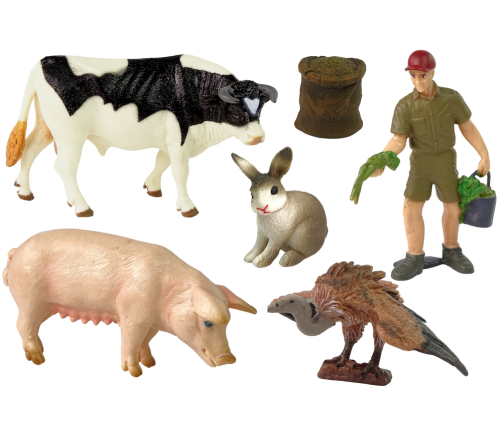 Large Farm Animal Figurine Set + Farmer and Homestead 10 Pieces