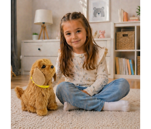 Interactive Plush Dog Soft fur Cocker Spaniel breed  Stroke its head and learn its functions
