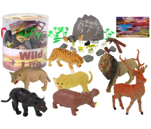 Large Figure Set Wild Animals Safari  + Accessories  34 Elements