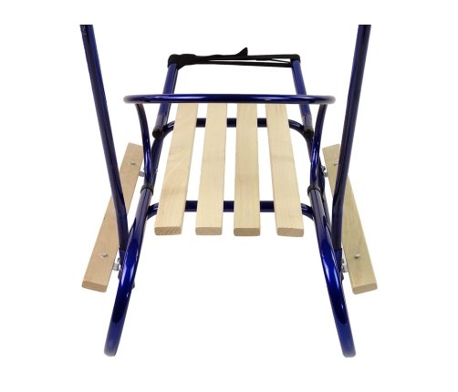 Metal Sled with Push Bar Backrest Strap Blue