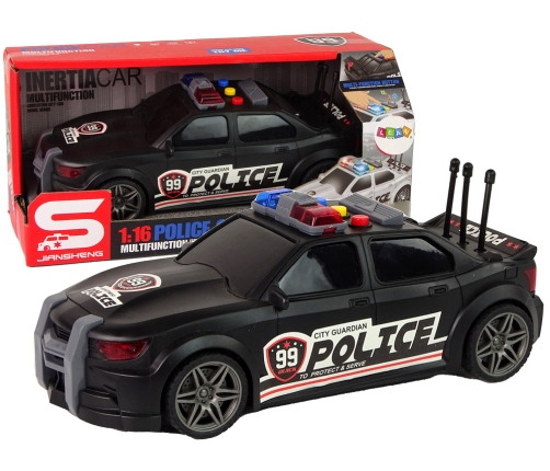 Sports Car Opening Trunk Police Lights Sounds Black 1:16