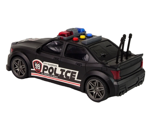 Sports Car Opening Trunk Police Lights Sounds Black 1:16