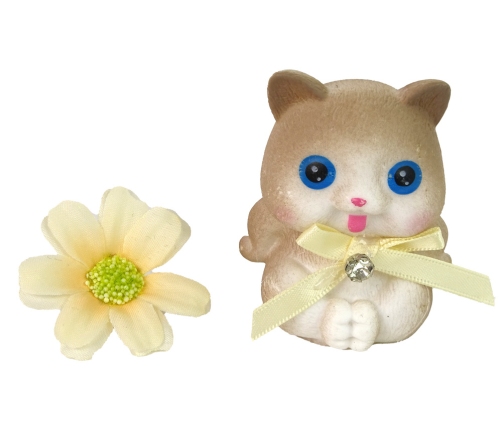 Bērnu lelle Emily ar gariem matiem, kaķēnu un ziedu