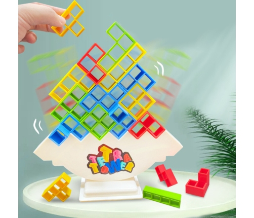 Tetris Tower Balancing Skill Game 48 Blocks 22 Color Cards