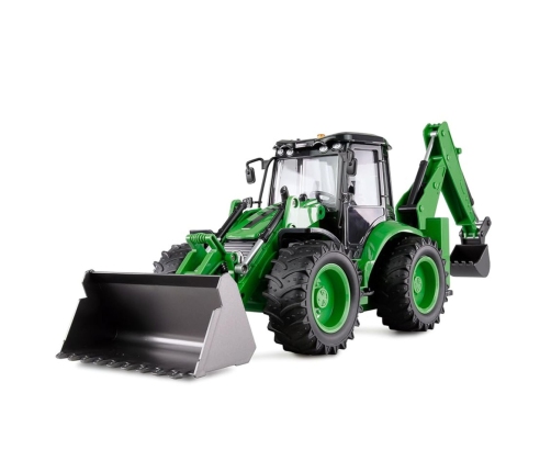 Remote Control Backhoe Loader RC Lights Sound Green Huina 1:14