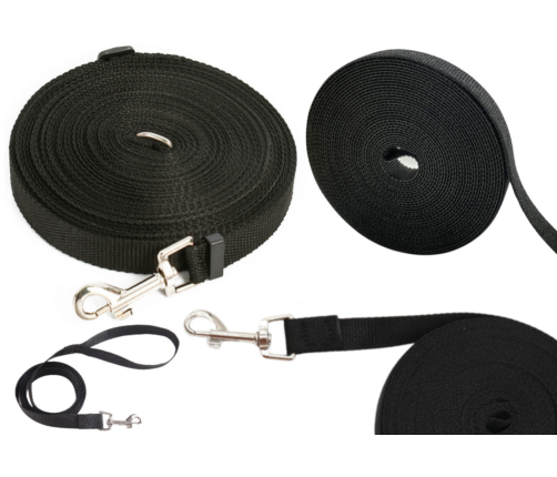 Garuma apmācības pavada ar klipsi – melna, 5m