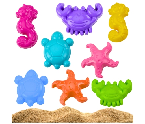 Sea Sand Molds 4 Pieces Crab Turtle Starfish Horse Yellow Green