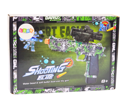 Electric Water Bullet Gun, 2in1 Arrows, Green