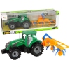 Green Tractor with Orange and Blue Rake Friction Drive Green Tractor with Orange and Blue Rake Friction Drive