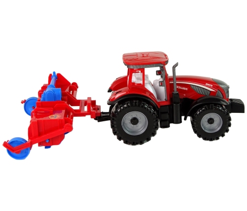 Red Tractor with Plough Friction Drive