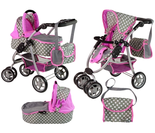 Коляска для кукол 2в1 Pink Stars
