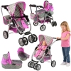 Коляска для кукол 2в1 Dark Pink Stars