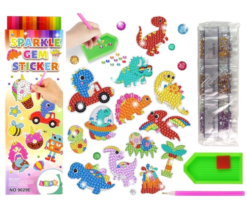 Diamond Embroidery Sticker Set Dinosaurs Mosaic