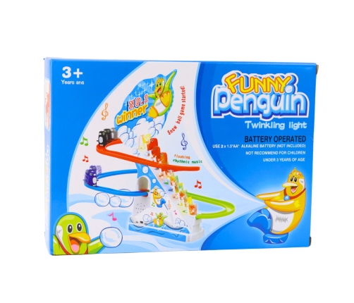 Funny Penguin Race Racer Ice Slide Track Kids Toy Lights Sounds
